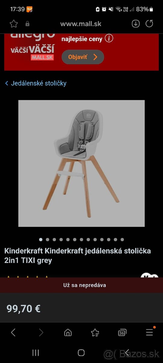 Stolička Kinderkraft 2v1