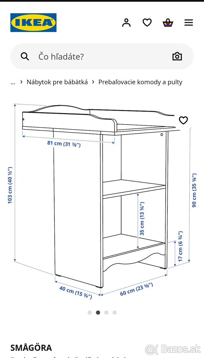 Prebalovací pult SMÅGÖRA- Ikea