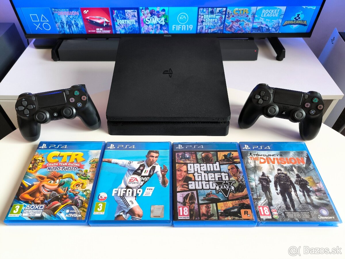 Playstation 4 PS4 SLIM - ovládače - hry