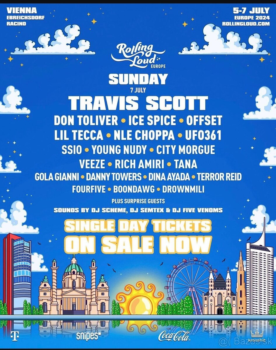 Predam jednodňovú vstupenku na Rolling loud ( TRAVIS SCOTT)