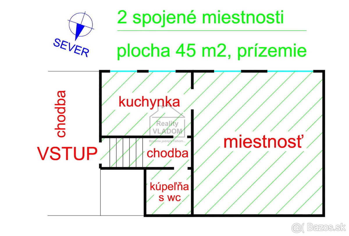 ■ 45 m2 s klimatizáciou a vlastným wc, Prešov - centrum.