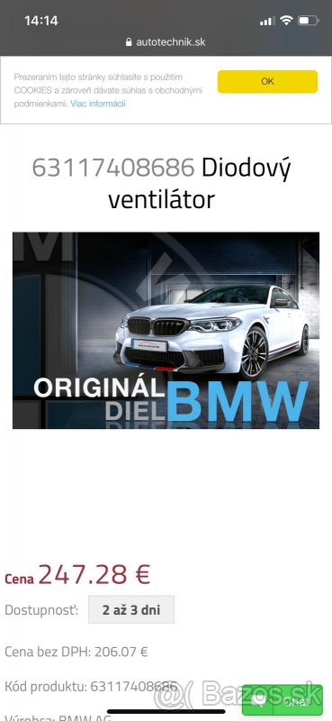 DIÓDOVÝ VENTILÁTOR BMW 5 G30