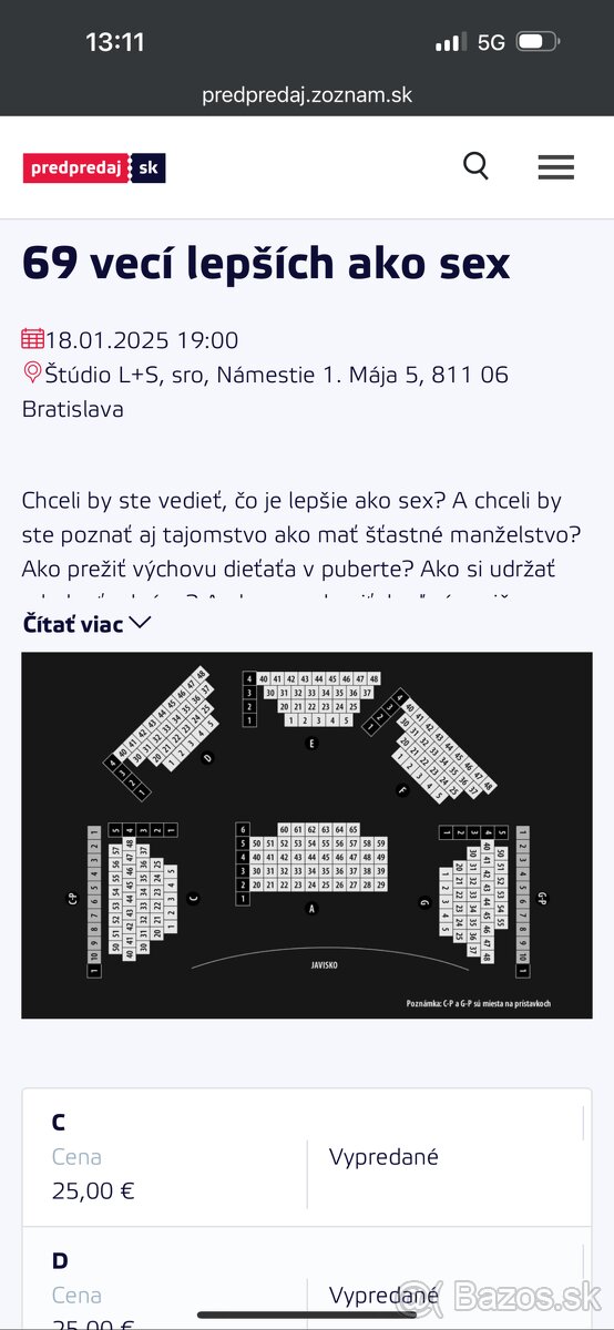 ZHÁŇAM KÚPIM LÍSTKY “69 veci lepších než sex” v divadle L+S