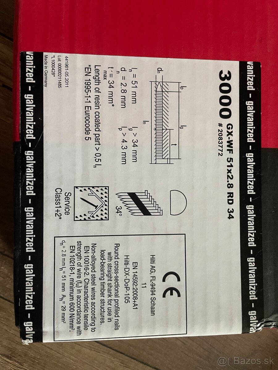 Hilti klince GX-WF 51x2.8 RD34 + 3xplyn