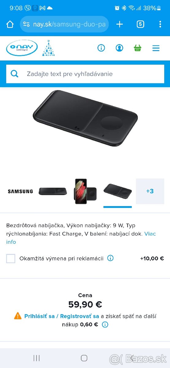 Predám bezdrôtovú nabíjačku original samsung