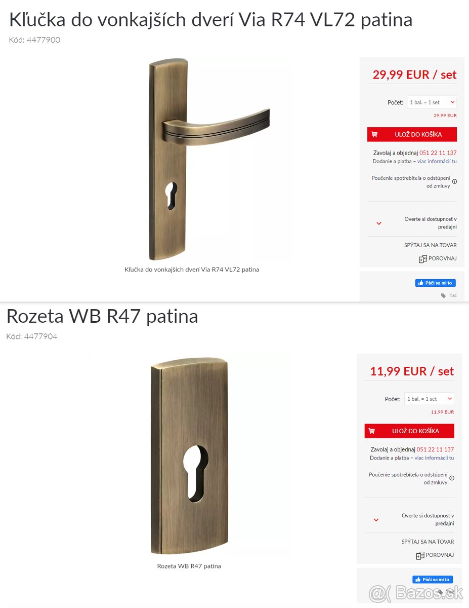 Kľučka + Rozeta do vonkajších dverí Patina