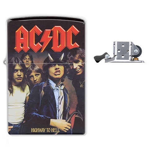 Zapaľovač s motívom AC/DC .