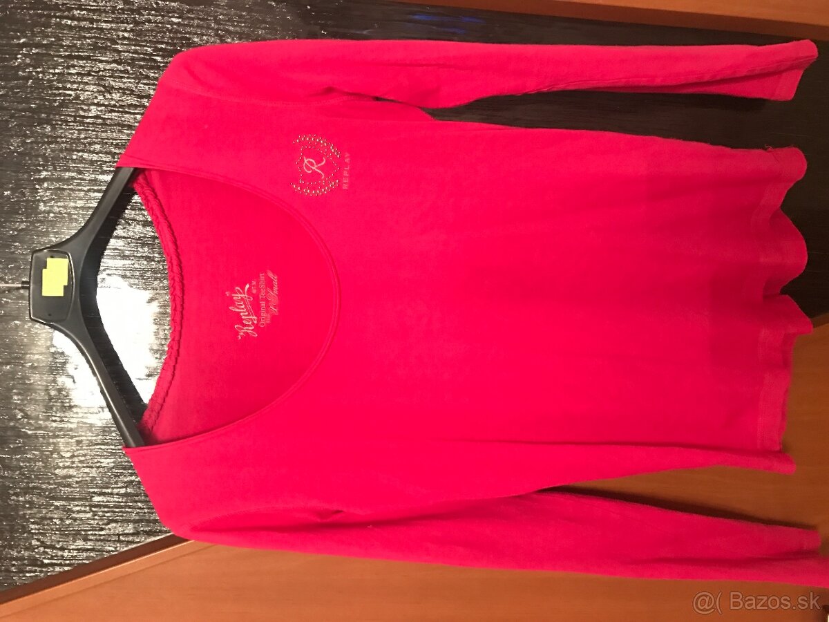 REPLAY originál fuksia damske tricko M/L