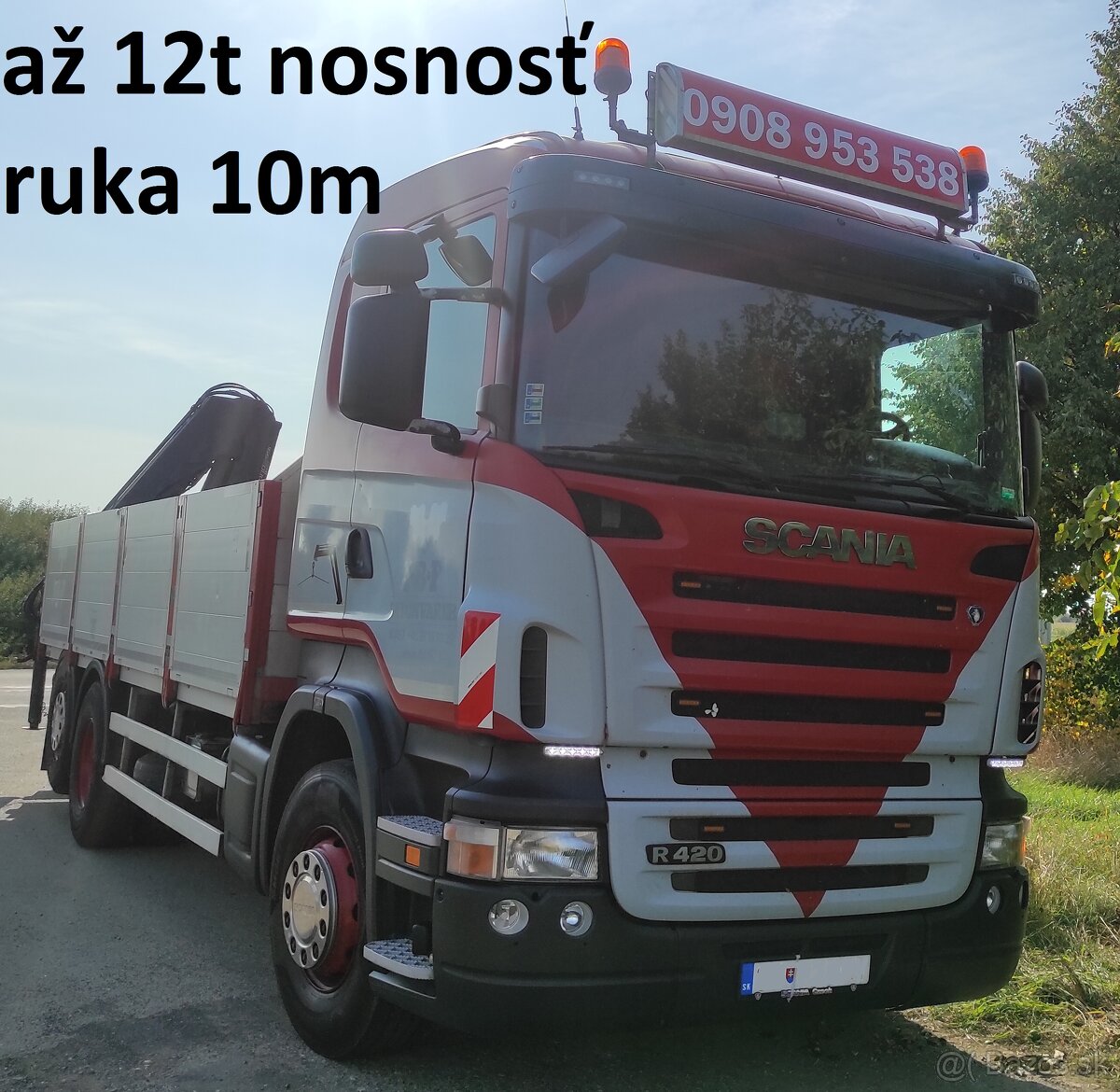 Autodoprava s hydraulickou rukou nosnosť až 12t. ruka až 10m