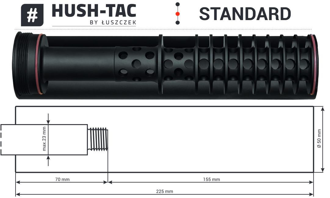 Tlmič hluku HUSH-TAC štandard 8mm M15x1