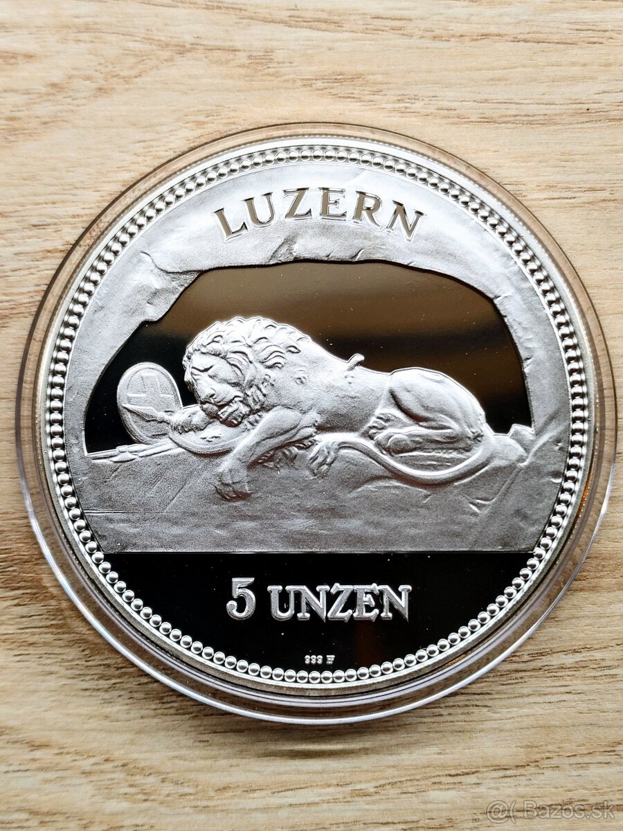 5 OZ Helvetia Taler Lion monument of Luzern