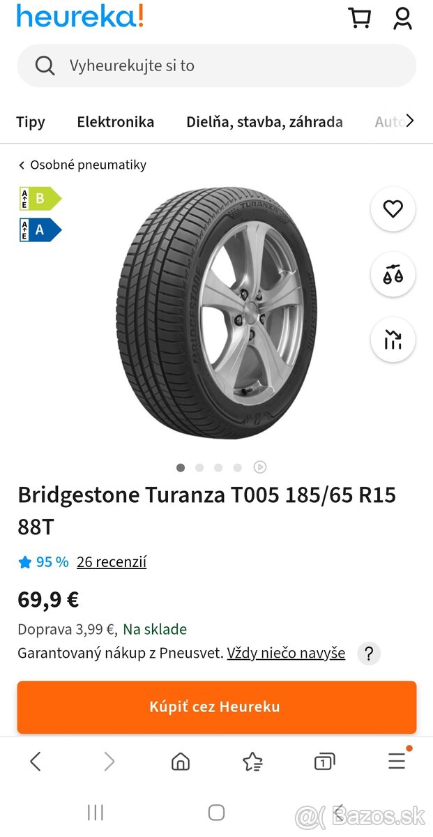 Bringestone 185/65 r15 88t