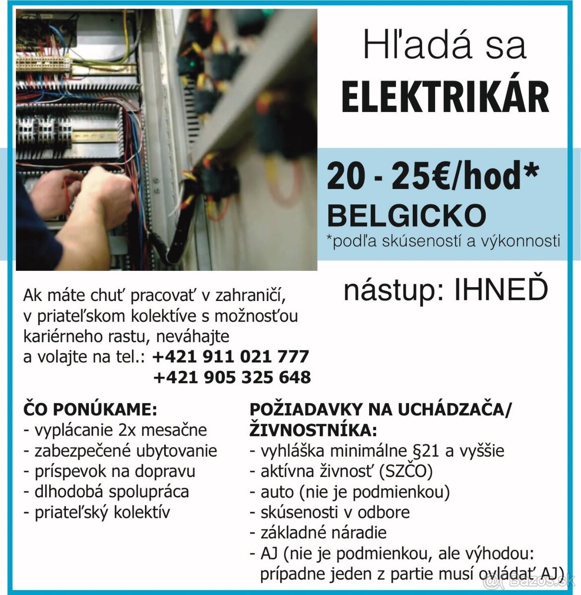 HĽADÁME ELEKTRIKÁROV