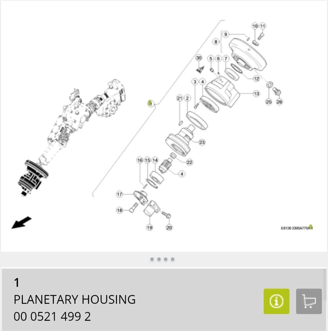 Diely na claas V1050 typ 529