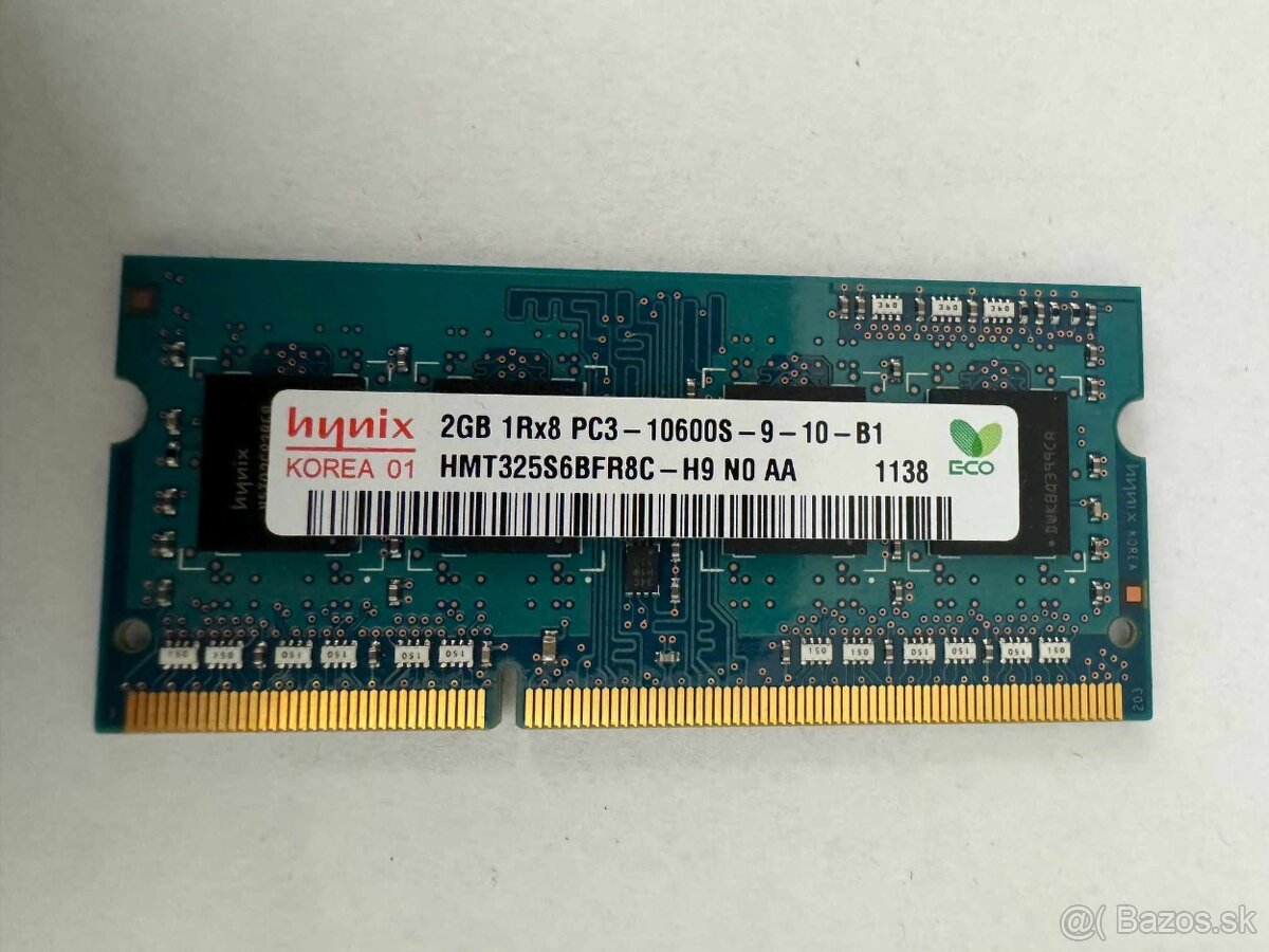 #11 - Pamäť RAM 2GB Hynix 1333 MHz SO-DIMM DDR3 PC3-10600