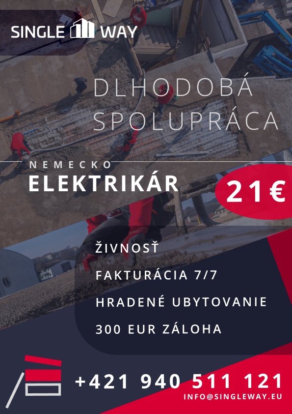 ELEKTRIKÁR / §21/22 / NEMECKO / 20-21€/h.