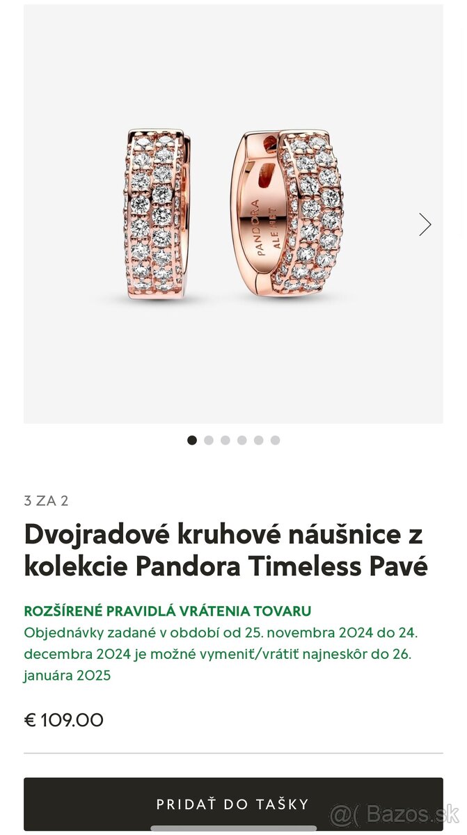 Predám Naušnice PANDORA TIMELESS