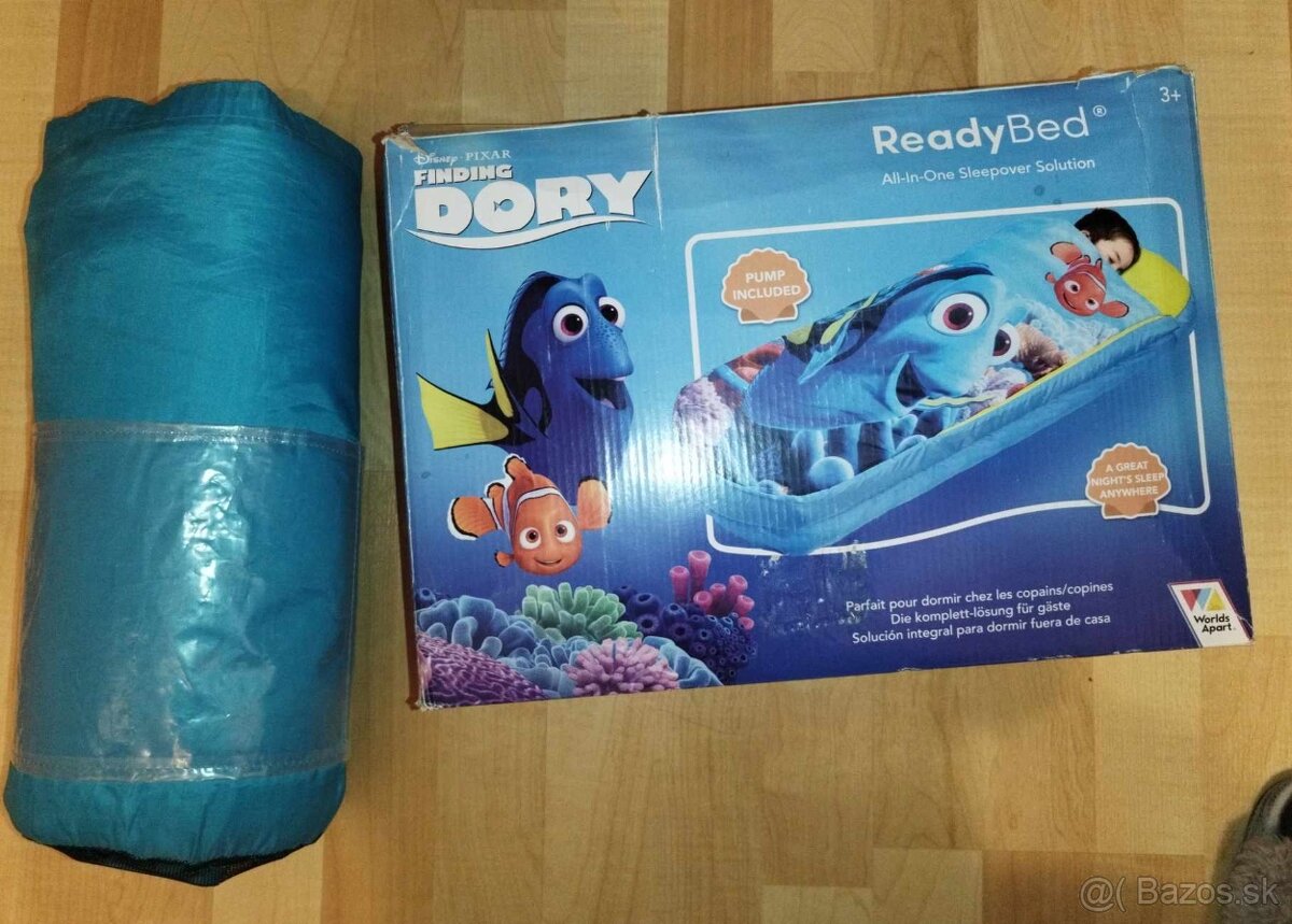 Detská nafukovacia posteľ a spacák Dory