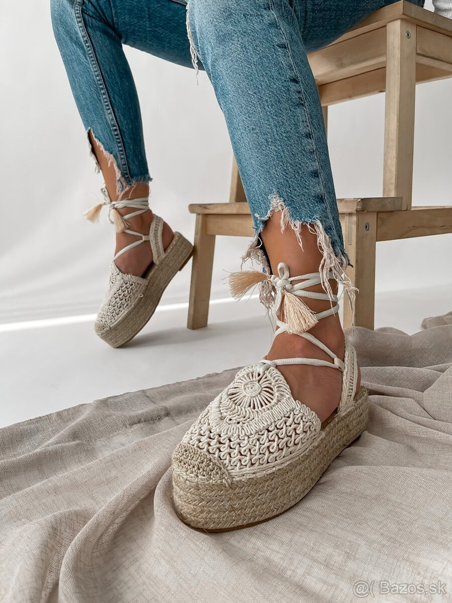 Boho espadrilky s viazaním vel.37