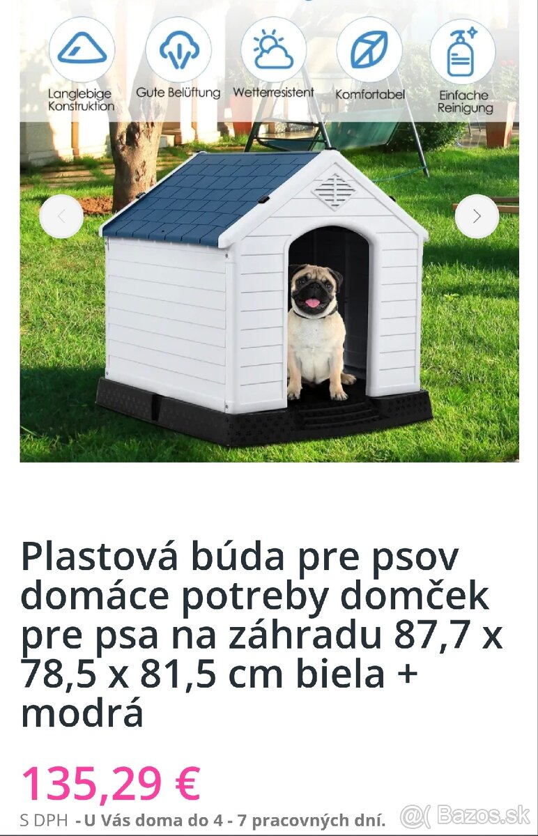 Nová plastová búda pre psa