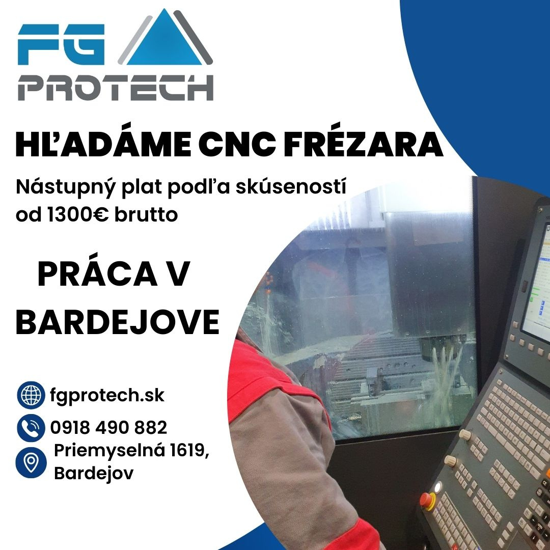 CNC frézar-práca v Bardejove