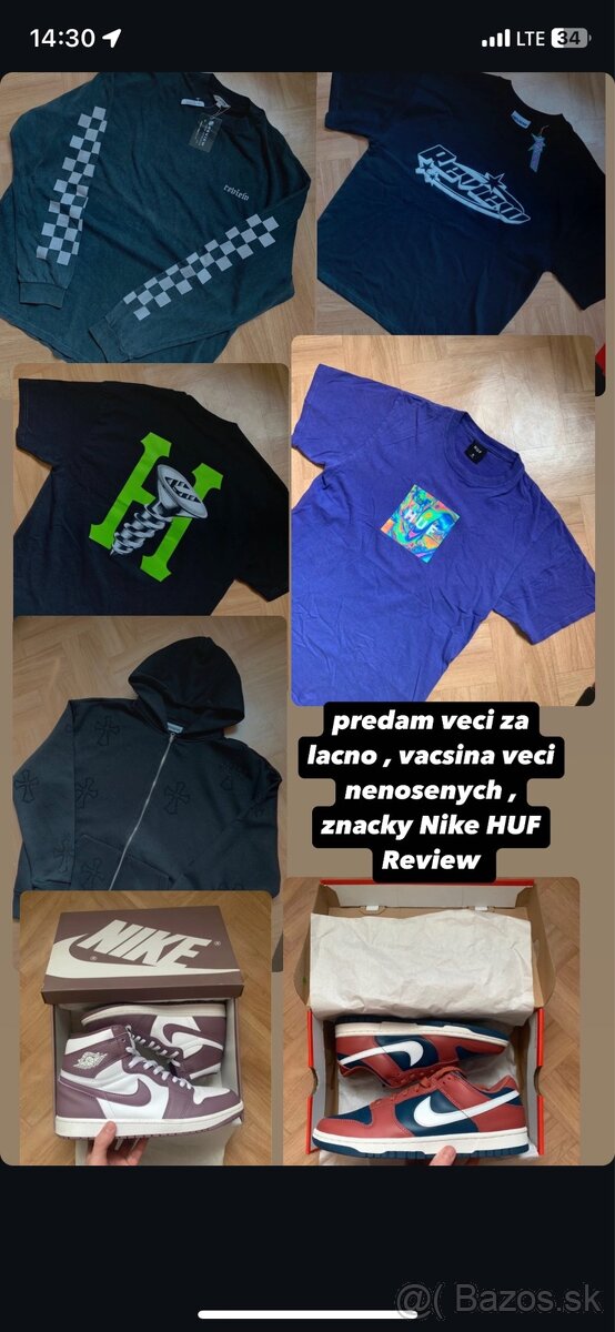 Predám oblečenie Nike,Review,Quiksilver,HUF