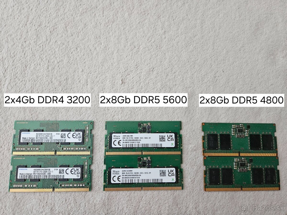 Pamäte ram do notebooku DDR4 a DDR5