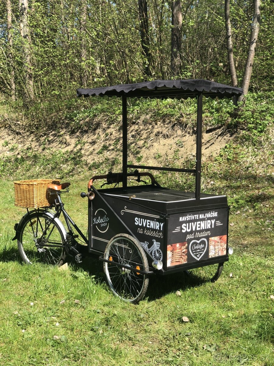 Pojazdný stanok na suveniry, cargo bike, bicykel