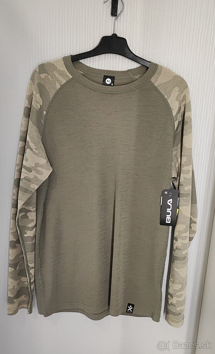 Funkčné tričko BULA Camo Merino Wool Crew veľkosť L a XL