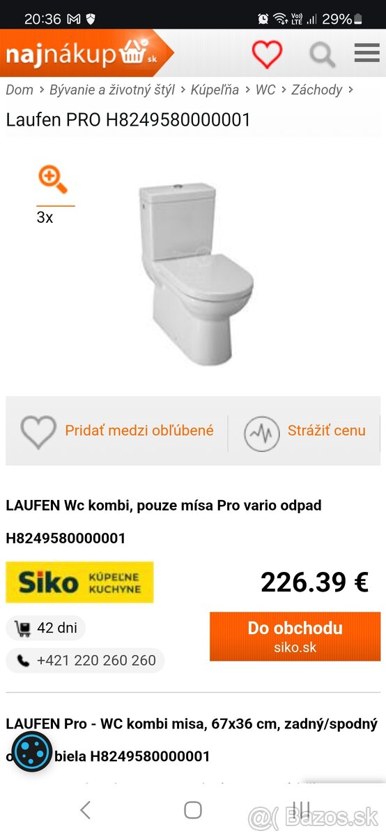 Predam kombi wc Laufen pro