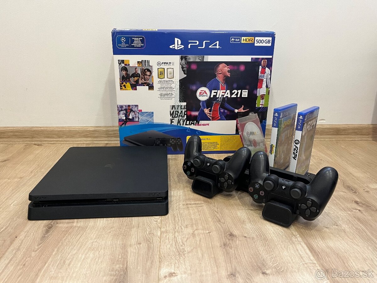 Ps4 slim 500GB + 2 ovládače a hry