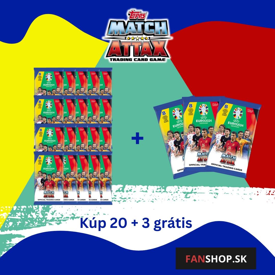 20 + 3 gratis balicky futbalovych kariet EURO 2024 TOPPS