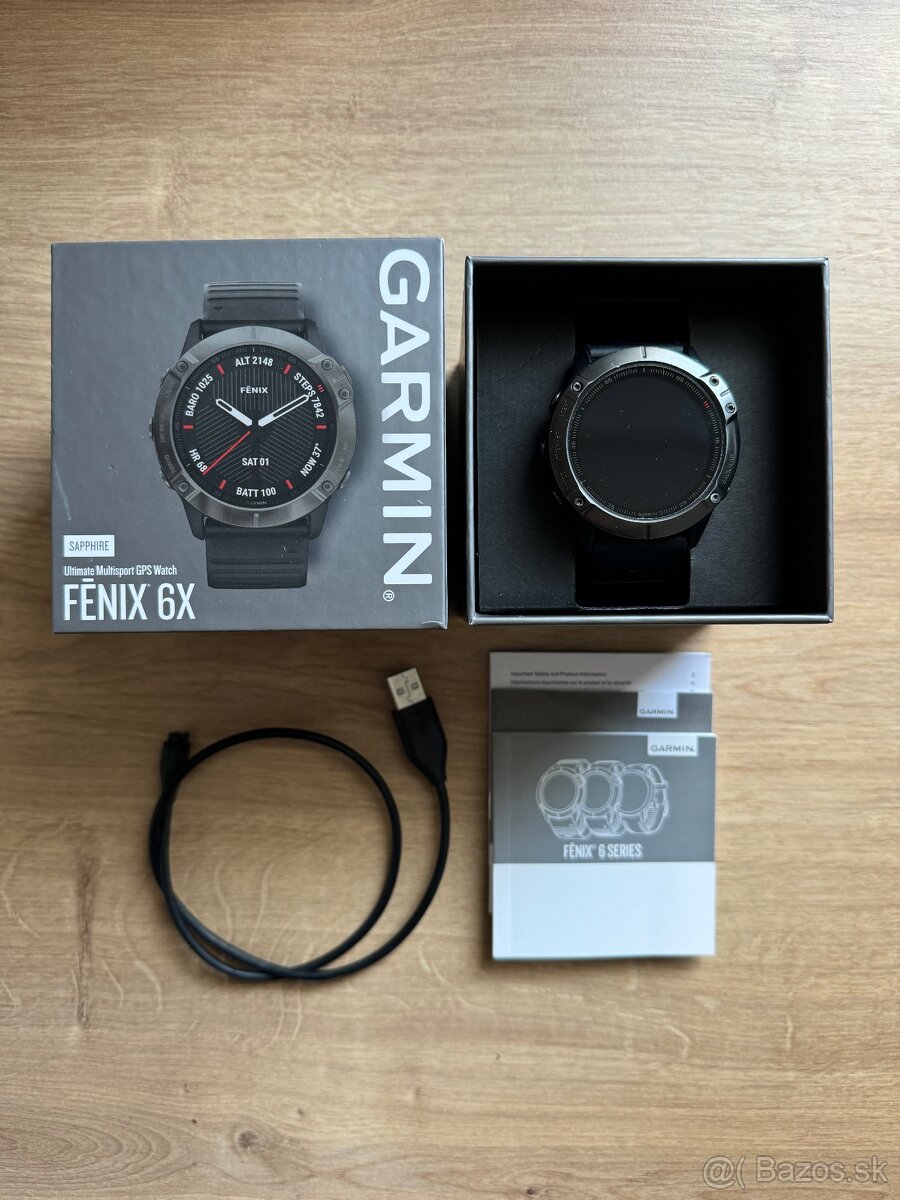 fénix 6X Sapphire, Carbon Gray DLC, Black band