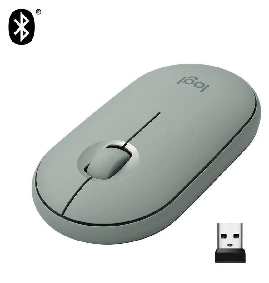 Logitech Pebble M350 Wireless Mouse, eukalyptová