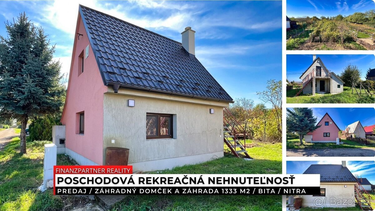 REZERVOVANÝ Záhradný domček a záhrada 1333 m2, Bita, Nitra