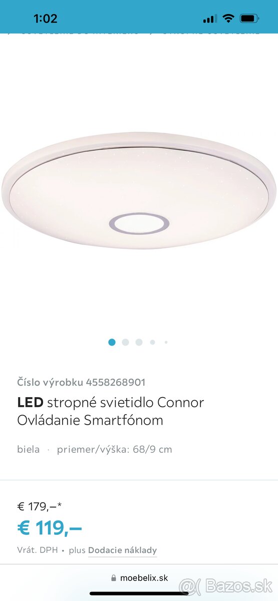 LED stropné svietidlo Connor Ovládanie Smarfonom