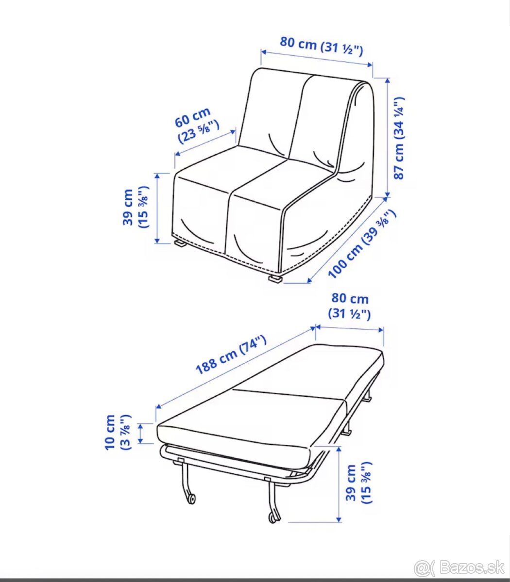 Rozkladacie kreslo, IKEA, LYCKSELE