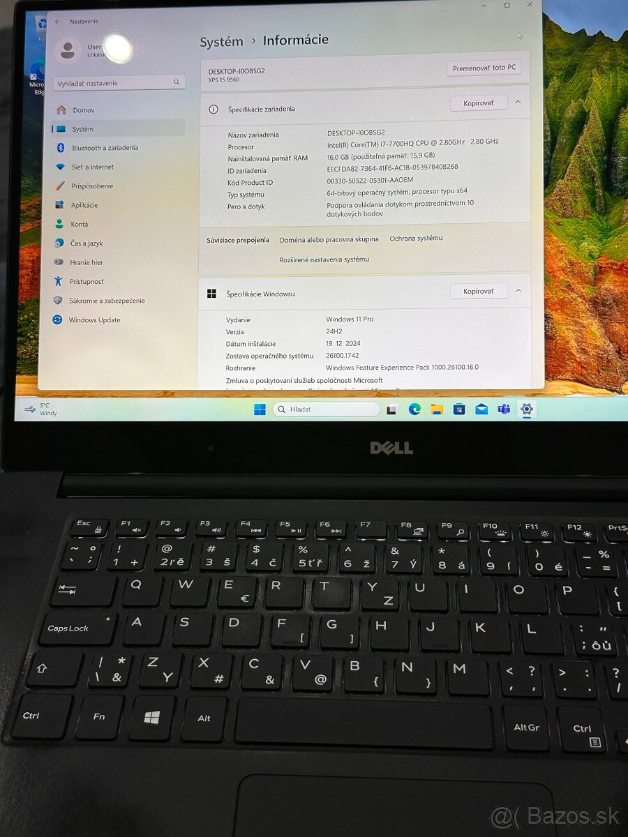 Gaming Dell XPS 15 9560 4K dotykový displej, hliníkové telo