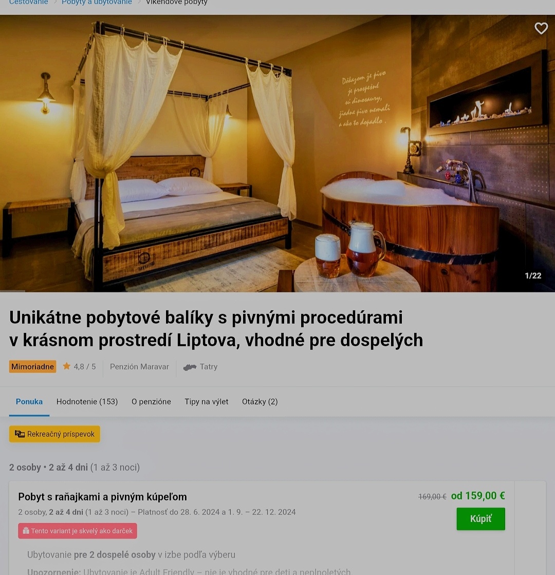 Woucher -Unikátny pobyt a PIVNÉ PROCEDURY na krásnom Liptove