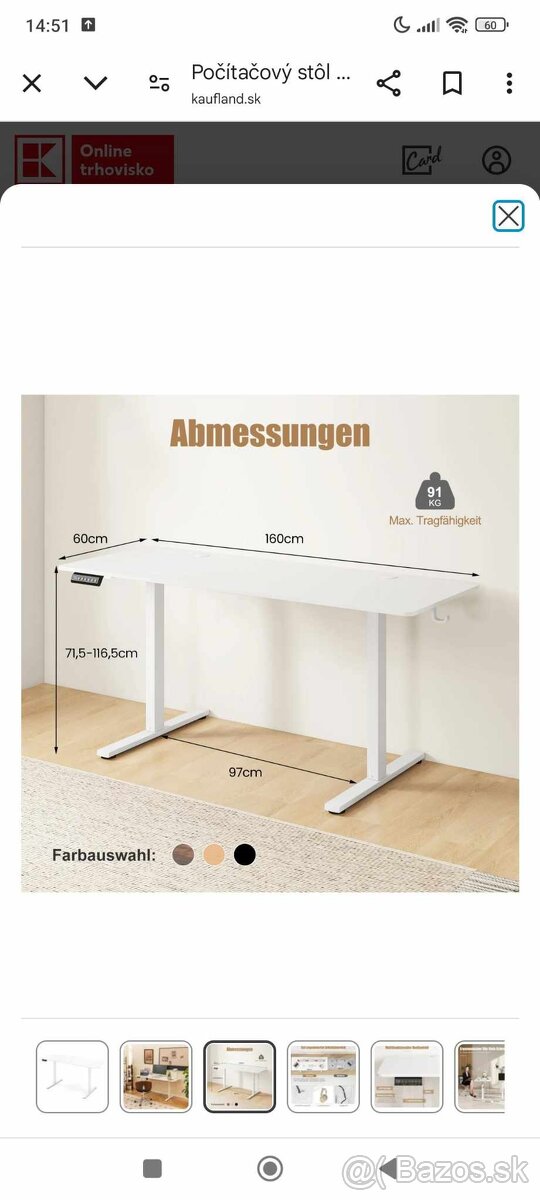 Počítačový stôl COSTWAY s nastaviteľnou výškou 140x60 cm