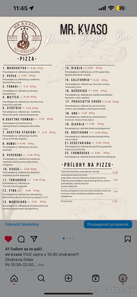 Kuchár/pizzerista 9€ hod