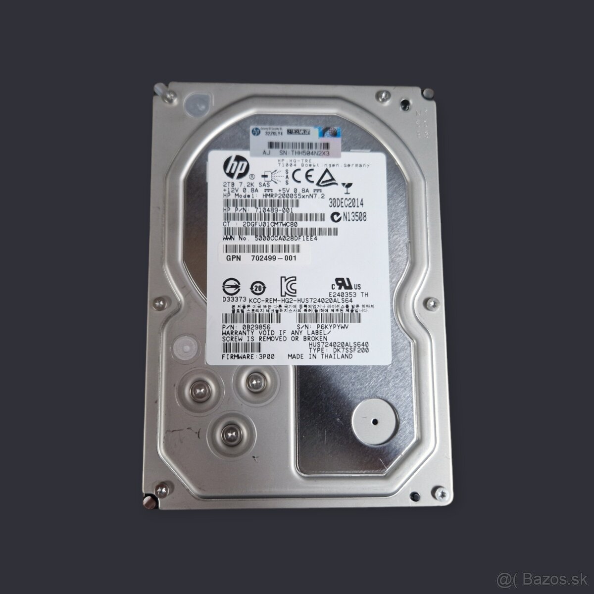 2TB SAS HDD, 7200 rpm, original HP (HGST)