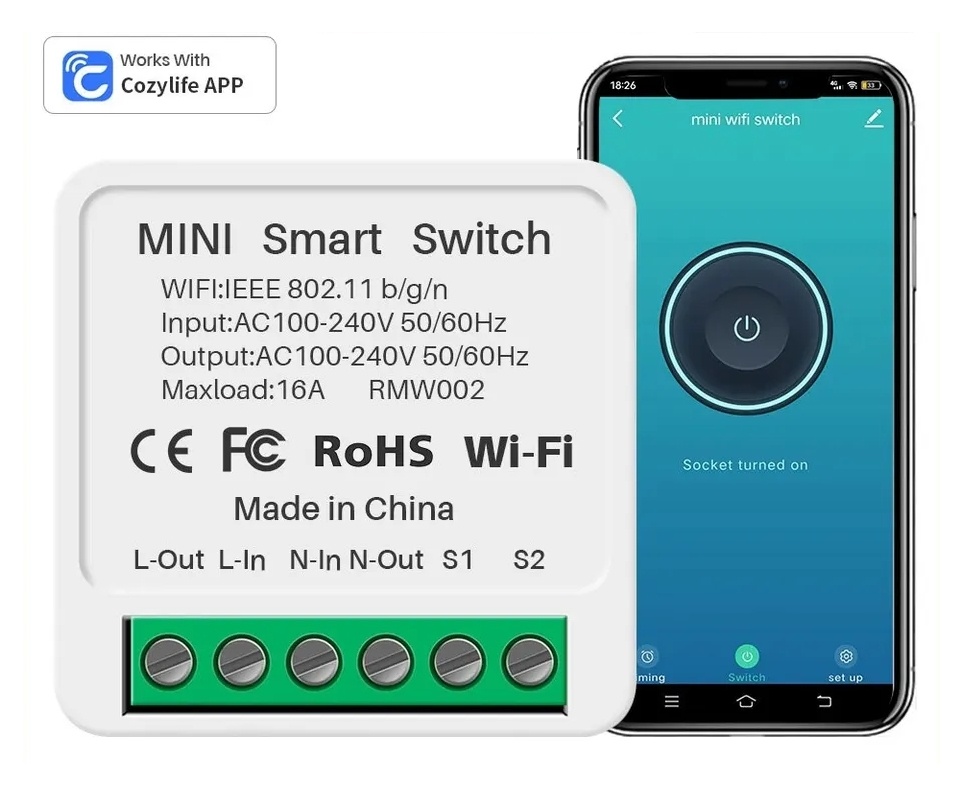 Mini WiFi smart switch (vypínač) 16A