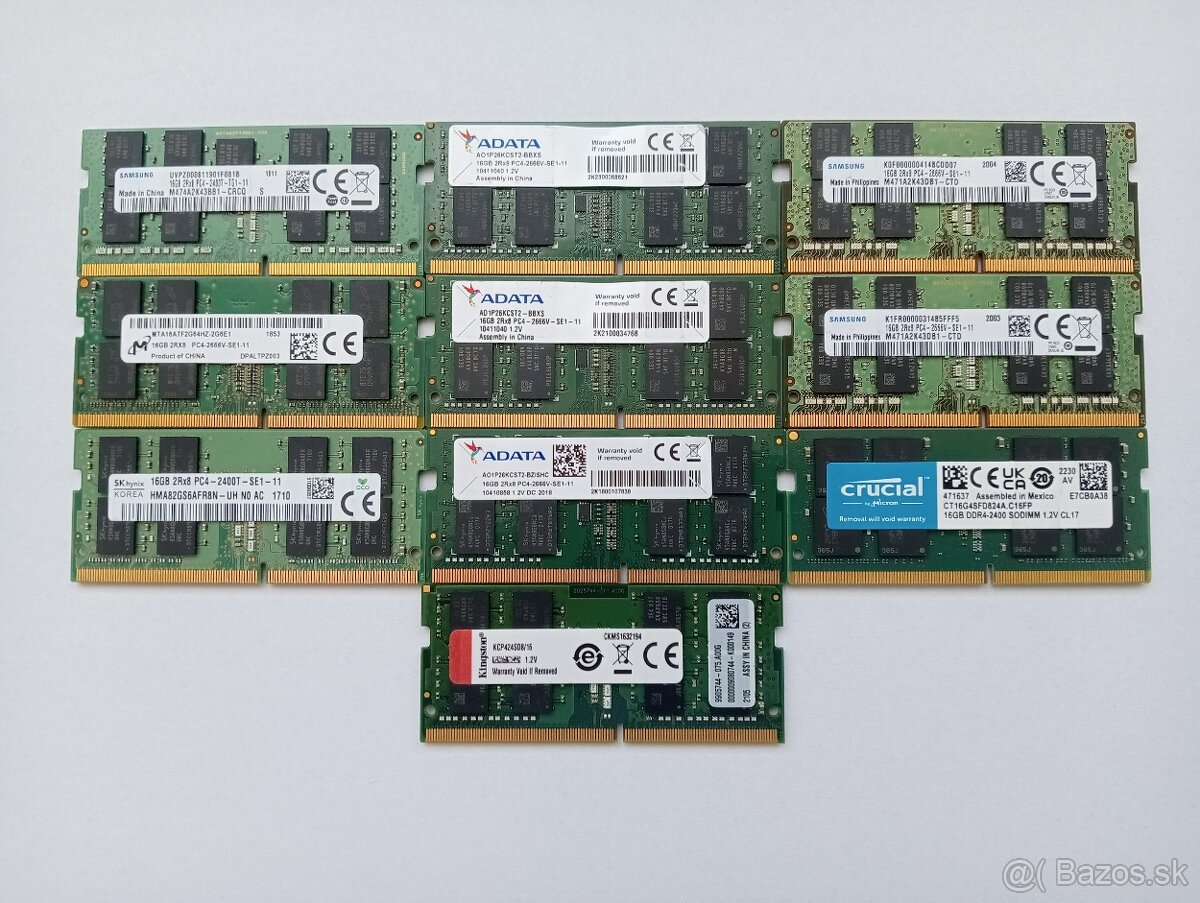 predám pamäte , (ram) pre notebooky (sodimm) 16gb DDR4