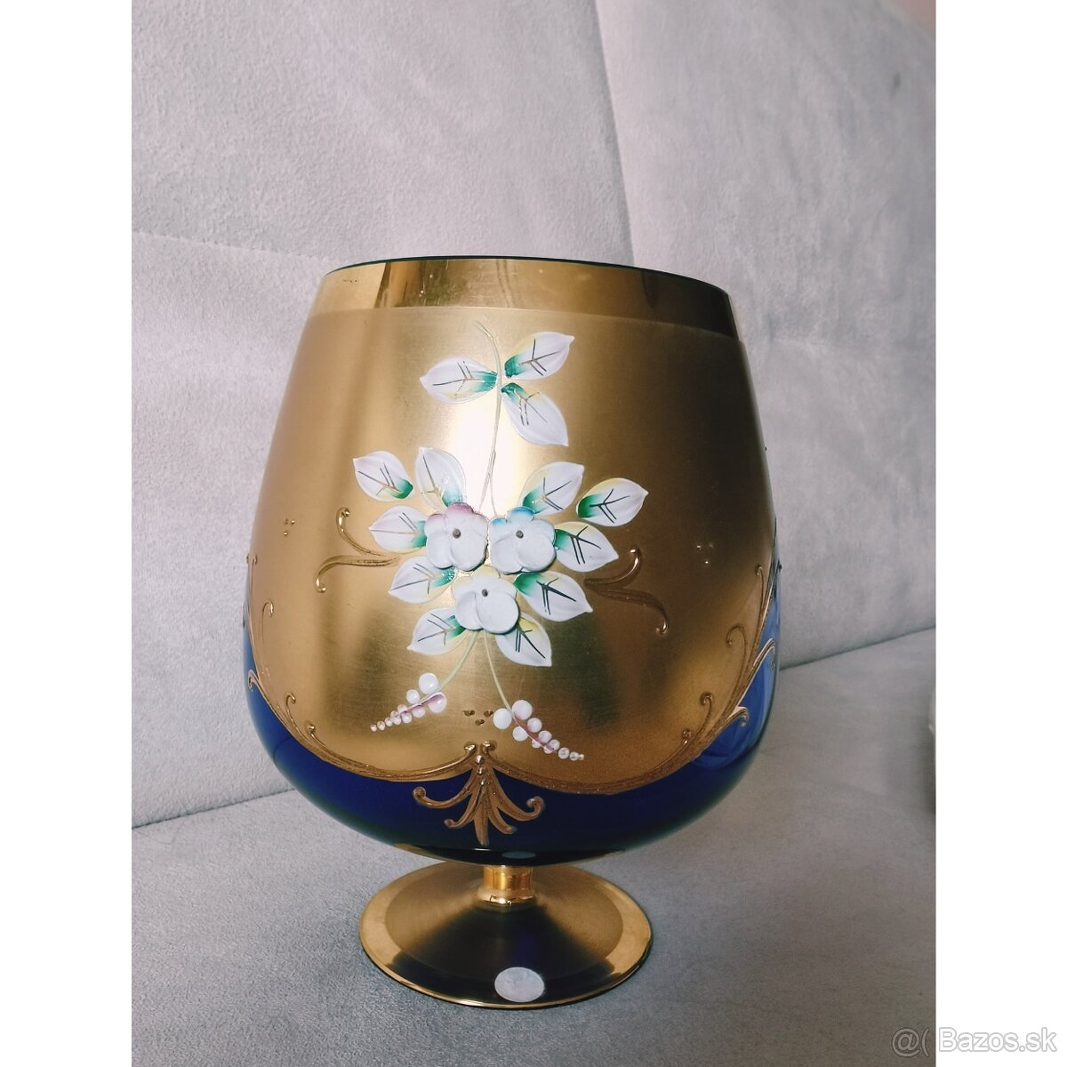 Veľká Vintage čaša/váza ručne zdobená