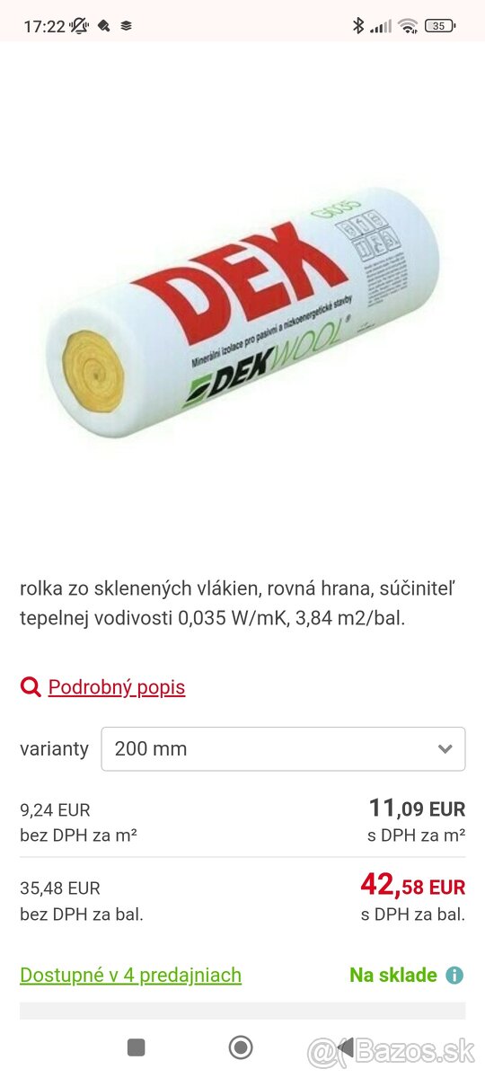 Sklenna vata / tepelná izolácia