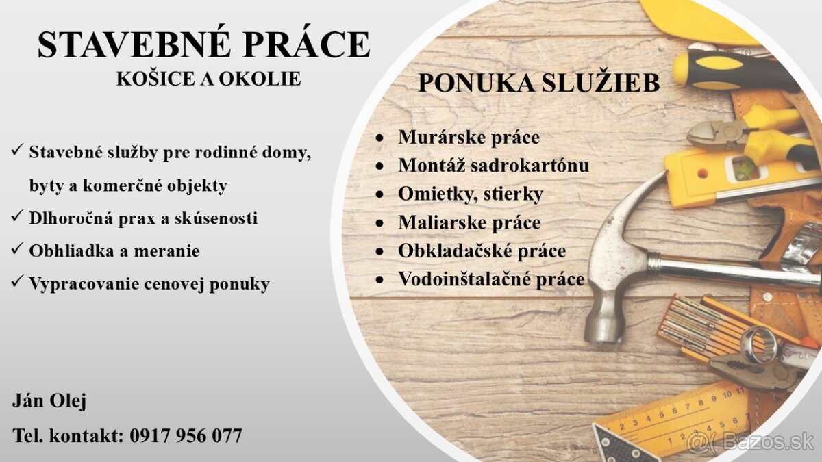 Stavebné práce Košice a okolie