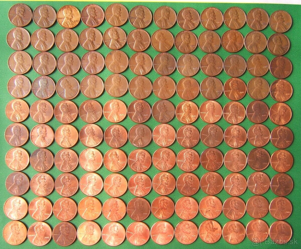 mince USA 2 - 1 cent LINCOLN - sady 1910-1958 a 1959-2022