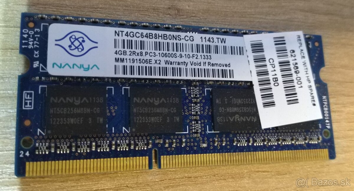 Pamäť RAM DDR3-1333 SODIMM 4GB