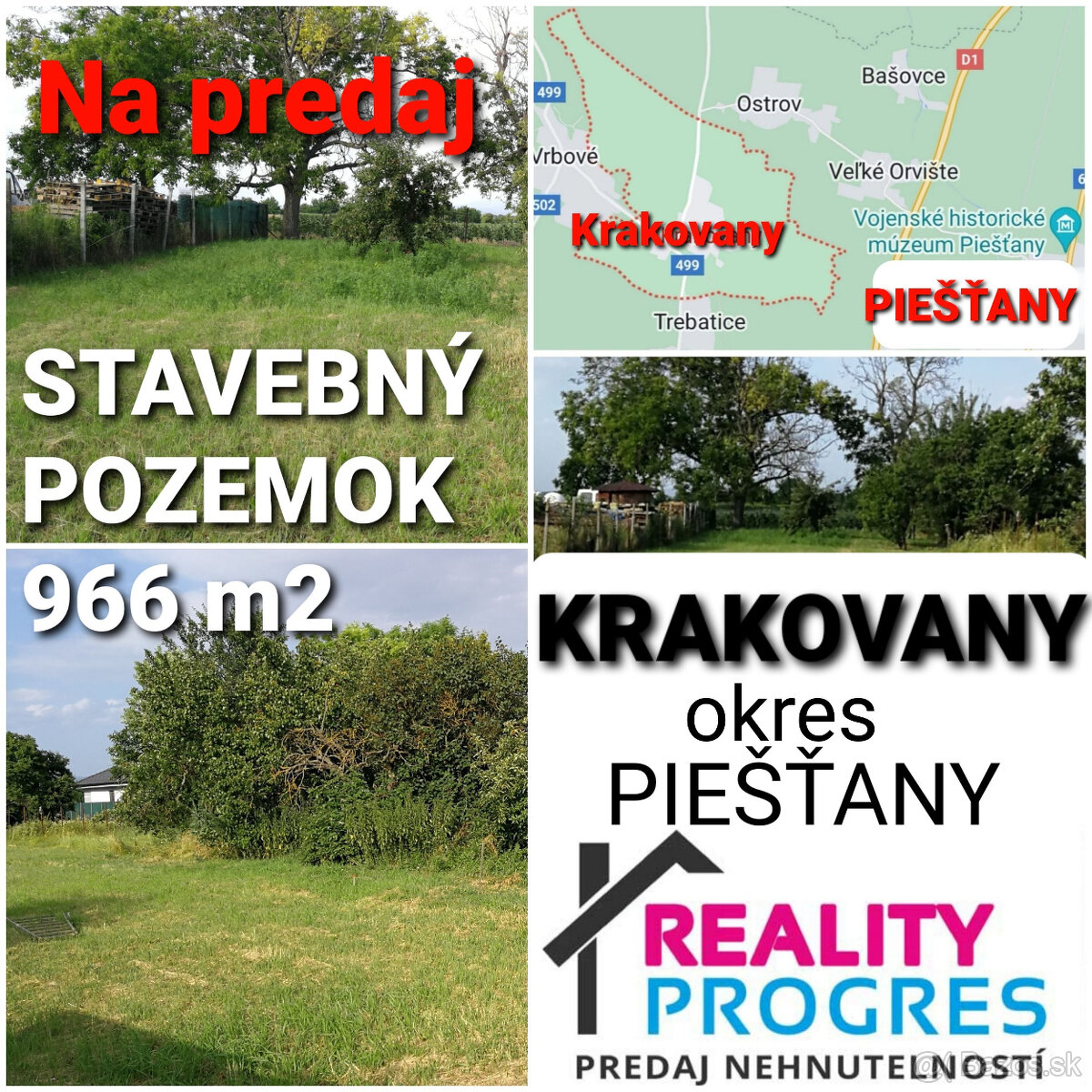 STAVEBNÝ POZEMOK 966 m2 KRAKOVANY + UPI  - KÚPOU VOĽNÝ